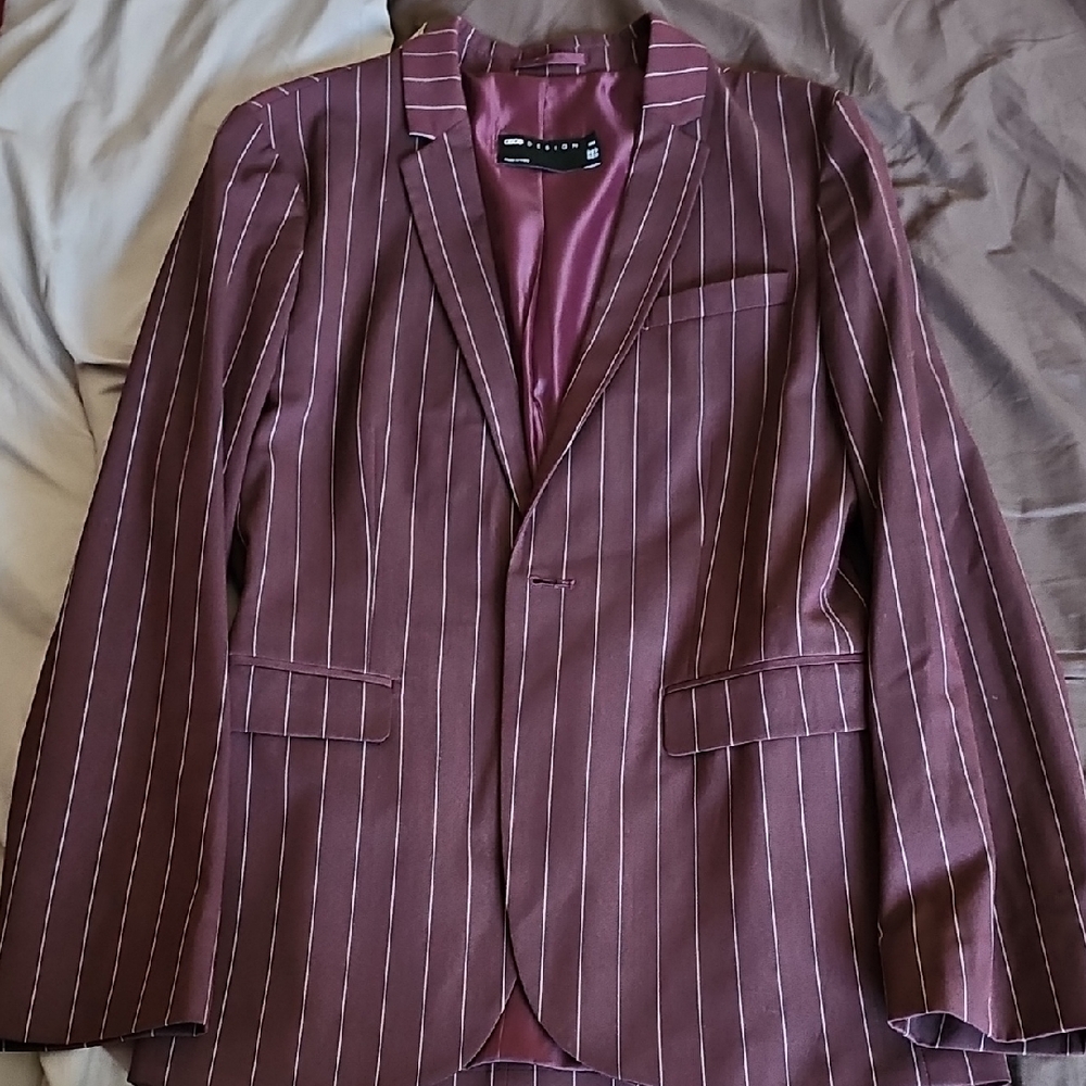 Men's Striped Suit- Burgundy